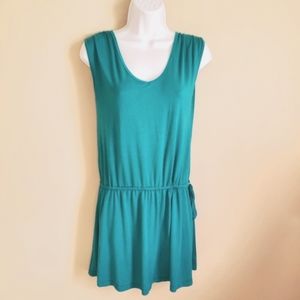 Deep V-Neck Open Back Tie Waist Beach Cover Up Teal